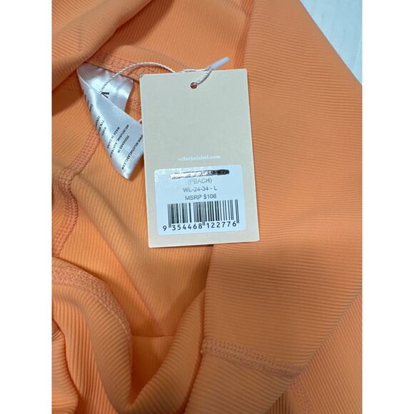 NWT Wilo The Label Ribbed High Rise Ruched Leggings Peach Activewear Size Large - Picture 4 of 5